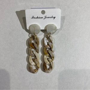Fashion Jewelry Cream and Brown Statement Earrings